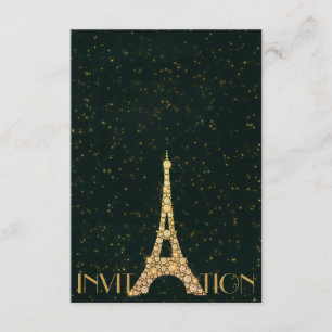 Greenerry Starry Gold Eiffel Tower Paris Crystals Einladung