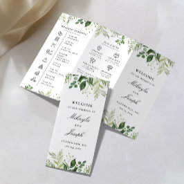 Greenery01 Trifold Wedding Program Flyer