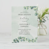 Greenery 16 . Geburtstag Birthday Party Einladung (Stehend Vorderseite)