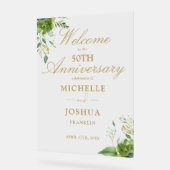 Greenery 50th Wedding Anniversary Welcome Acrylschild (Winkel)