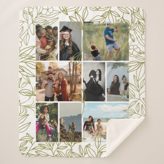 Greenery 9 Photo Collage Personalized Sherpadecke (Vorderseite)