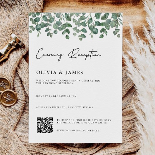 Greenery Abend Empfang mit QR Code uAwg Einladung