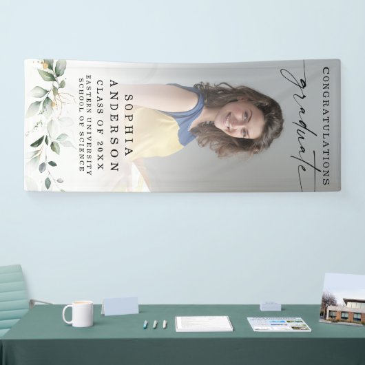 Greenery Abschluss Foto Herzlichen Glückwunsch Banner (Messe)