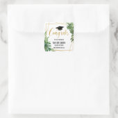 Greenery Abschluss Moderne Goldene Geometrie Quadratischer Aufkleber (Tasche)