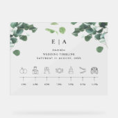 Greenery Acrylic Wedding Sign Wedding Timeline Acrylschild (Vorderseite)