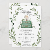 Greenery Adventure Baby Shower Journey Suitcase Einladung (Vorne/Hinten)
