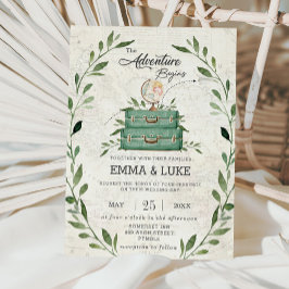 Greenery Adventure Wedding Suitcase Reise Einladung