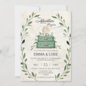 Greenery Adventure Wedding Suitcase Reise Einladung (Vorderseite)