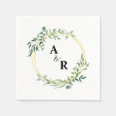 Greenery Ampersand Monogram Wedding Paper Serviette (Vorderseite)