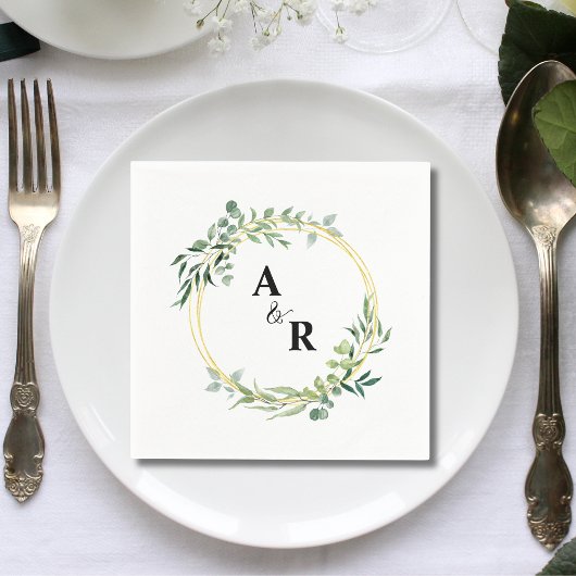 Greenery Ampersand Monogram Wedding Paper Serviette