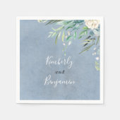 Greenery and Dusty Blue Wedding Serviette (Vorderseite)