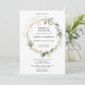Greenery and Gold Bridal Shower Invitation Einladung (Stehend Vorderseite)
