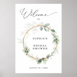 Greenery and Gold Bridal Shower Welcome Poster