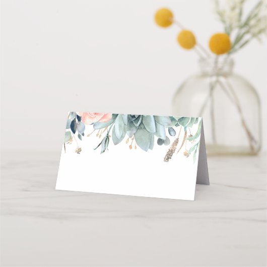 Greenery and Gold Elegante Garden Wedding Platzkarte (Vorderseite)