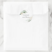 Greenery and Gold Eucalyptus Wedding Runder Aufkleber (Tasche)