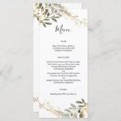 Greenery and Gold Geometric Boho Wedding Menu Menükarte (Vorne/Hinten)