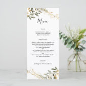 Greenery and Gold Geometric Boho Wedding Menu Menükarte (Stehend Vorderseite)