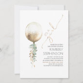 Greenery and Gold Glitzer Balloon Baby Shower Einladung (Vorderseite)
