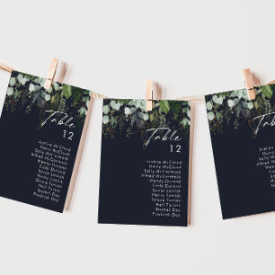 Greenery and Gold Leaf Navy Table Number Chart