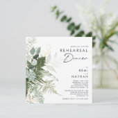 Greenery and Gold Leaf Square Rehearsal Dinner Einladung (Stehend Vorderseite)