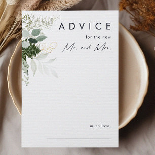 Greenery and Gold Leaf Wedding Advice Card Hinweiskarte