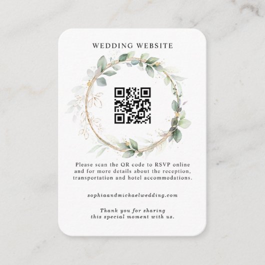 Greenery and Gold Wedding Enclosure Card Begleitkarte (Vorderseite)