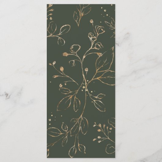 Greenery and Gold Wedding Flat Menu Menükarte (Rückseite)