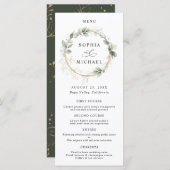 Greenery and Gold Wedding Flat Menu Menükarte (Vorne/Hinten)