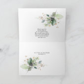Greenery and Gold Wedding Folded Thank You Dankeskarte (Innenseite)