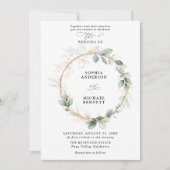 Greenery and Gold Wedding Invitation Einladung (Vorderseite)