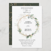 Greenery and Gold Wedding Invitation Einladung (Vorne/Hinten)