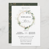 Greenery and Gold Wedding Rehearsal Dinner Einladung (Vorne/Hinten)