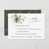 Greenery and Gold Wedding RSVP Card (Vorne/Hinten)