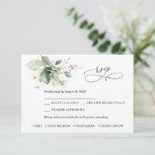 Greenery and Gold Wedding RSVP Card Karte (Stehend Vorderseite)