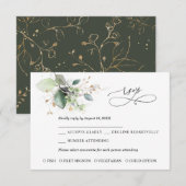 Greenery and Gold Wedding RSVP Card Karte (Vorne/Hinten)