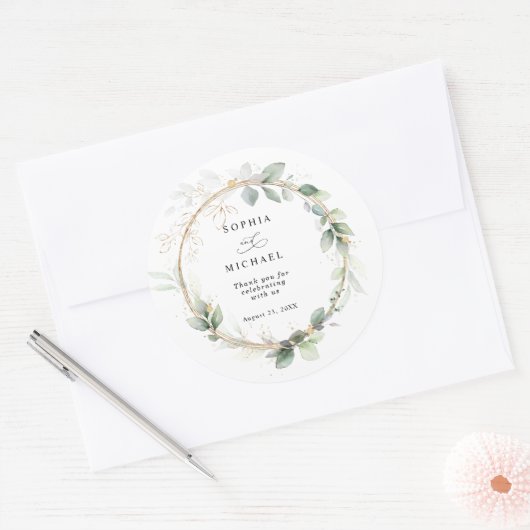 Greenery and Gold Wedding Sticker (Umschlag)