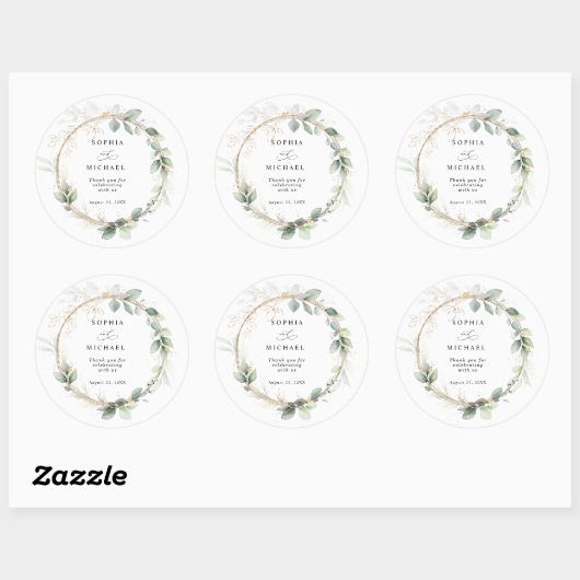 Greenery and Gold Wedding Sticker (Blatt)