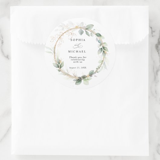 Greenery and Gold Wedding Sticker (Tasche)