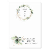 Greenery and Gold Wedding Table Place Card Tischnummer (Vorderseite)