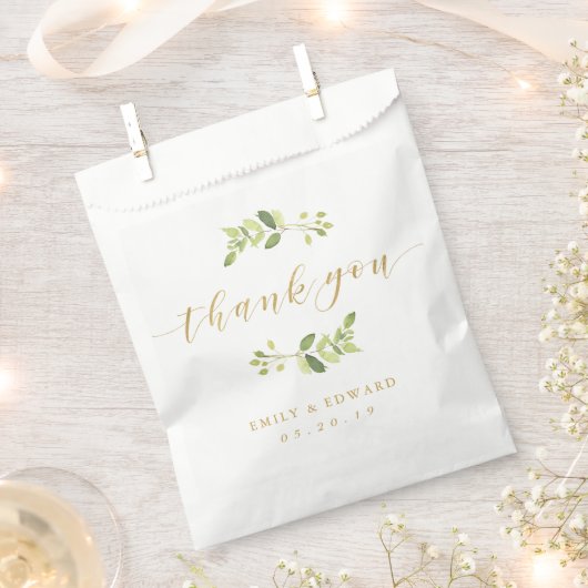 Greenery and Gold Wedding Vielen Dank Geschenktütchen (Ausgeschnitten)