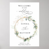 Greenery and Gold Wedding Welcome Poster (Vorne)