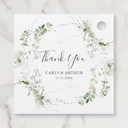 Greenery and Sketch Wedding Vielen Dank Geschenkanhänger (Rückseite)