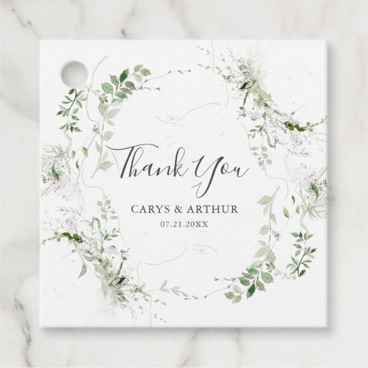 Greenery and Sketch Wedding Vielen Dank Geschenkanhänger (Vorderseite)