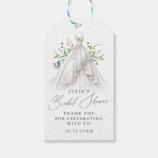 Greenery and Wedding Dress Danke Brautparty Geschenkanhänger