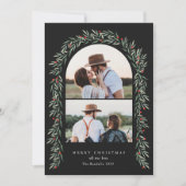 Greenery Arch Modernes Script 2 Foto Weihnachten (Vorderseite)