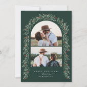 Greenery Arch Modernes Script 2 Foto Weihnachten (Vorderseite)