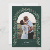 Greenery Arch Modernes Script Foto Weihnachten (Vorderseite)