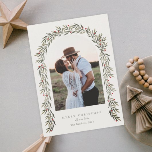 Greenery Arch Modernes Script Foto Weihnachten