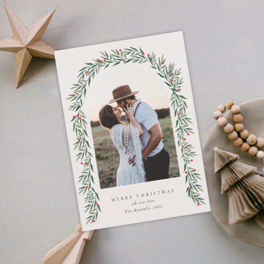 Greenery Arch Modernes Script Foto Weihnachten