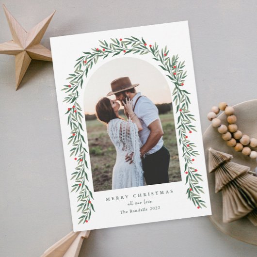 Greenery Arch Modernes Script Foto Weihnachten